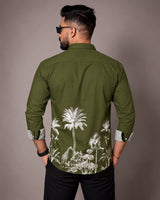 Army Green Jungle Print Shirt - Back View
