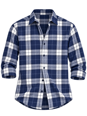 Navy Blue Bold Check Shirt