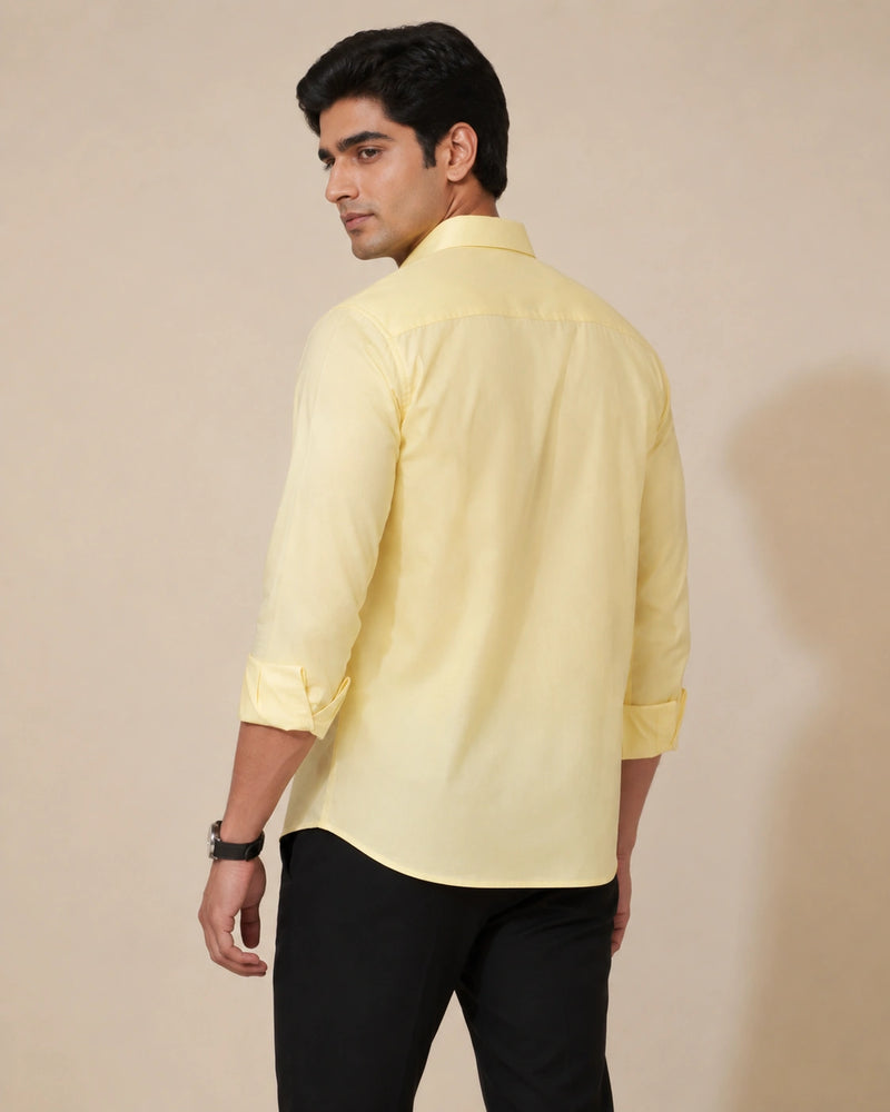 Lemon yellow formal shirt - back view standing