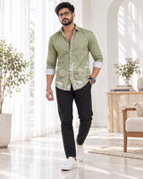 Abir Pista Jungle Print Ethnic Shirt - Full Walking View