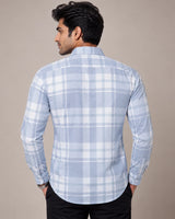 Aqua Blue Check Shirt - Side View