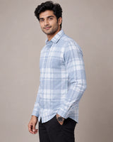 Aqua Blue Check Shirt - Back View