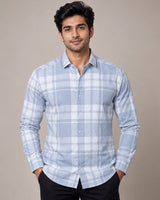 Aqua Blue Check Shirt - Full Front