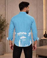 Sky Blue Jungle Print Shirt - Full Length