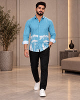 Sky Blue Jungle Print Shirt - Back View