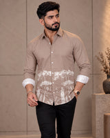 Khaki Jungle Print Shirt - Front View 2