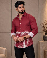 Maroon Jungle Print Shirt - Full Length