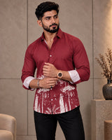 Maroon Jungle Print Shirt - Front View 2