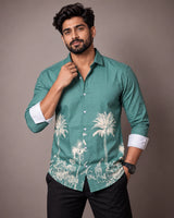 Sea Green Jungle Print Shirt - Front View 2