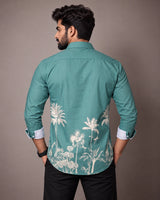 Sea Green Jungle Print Shirt - Back View 1