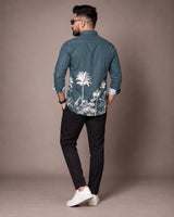 Teal Jungle Print Shirt - Front View 3
