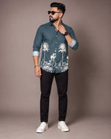 Teal Jungle Print Shirt - Back View 1