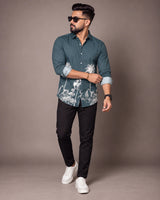 Teal Jungle Print Shirt - Back View 2