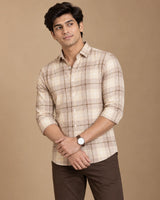 Beige check shirt - back view