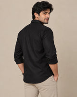 Black plain formal shirt - front view