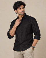 Black plain formal shirt - side view