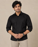 Black plain formal shirt - back view