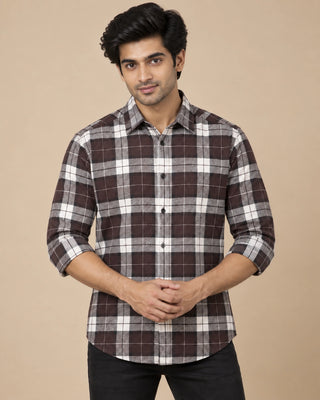 Dark Brown Bold Check Shirt