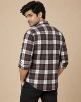 Dark Brown Bold Check Shirt - Front View