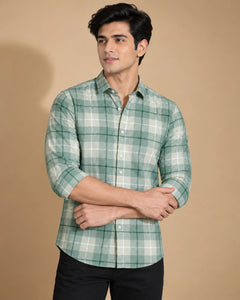 Sage Green Classic Casual Check Shirt