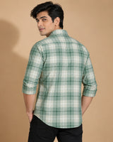 Sage Green Check Shirt - Front View 2