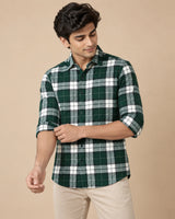Forest Green Bold Check Shirt - Back View