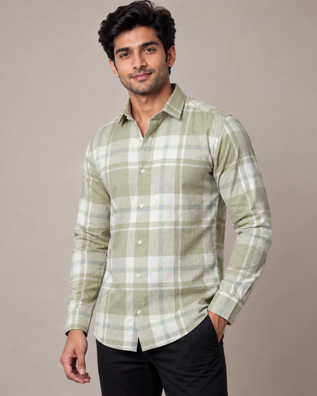 Olive Green Check Shirt