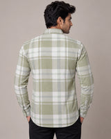 Olive Green Check Shirt - Close Up