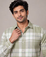 Olive Green Check Shirt - Back View