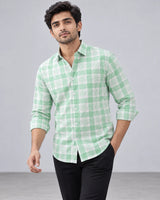 Mint Green & White Large Check Shirt - Back View