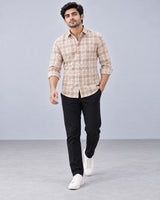 Peach & White Large Check Shirt - Front View