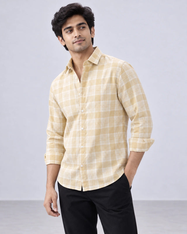 Yellow & White Large Check Shirt