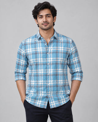 Sky Blue Multi-Check Shirt
