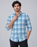 Sky Blue Multi-Check Shirt - Back View
