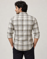 Olive Grey Multi-Check Shirt - Back View