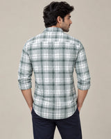 Sage Green & White Multi-Check Shirt - Front Portrait View