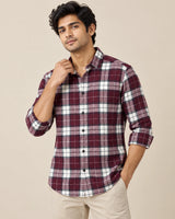 Maroon Bold Check Shirt - Front View