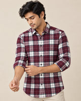 Maroon Bold Check Shirt - Full Front