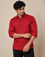Crimson Elegance Formal Shirt - Collar Detail