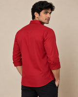 Crimson Elegance Formal Shirt - Back View