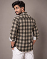 Brown Olive Check Shirt - Front View 2