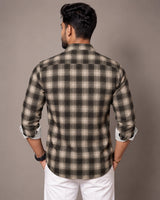 Brown Olive Check Shirt - Back View 2