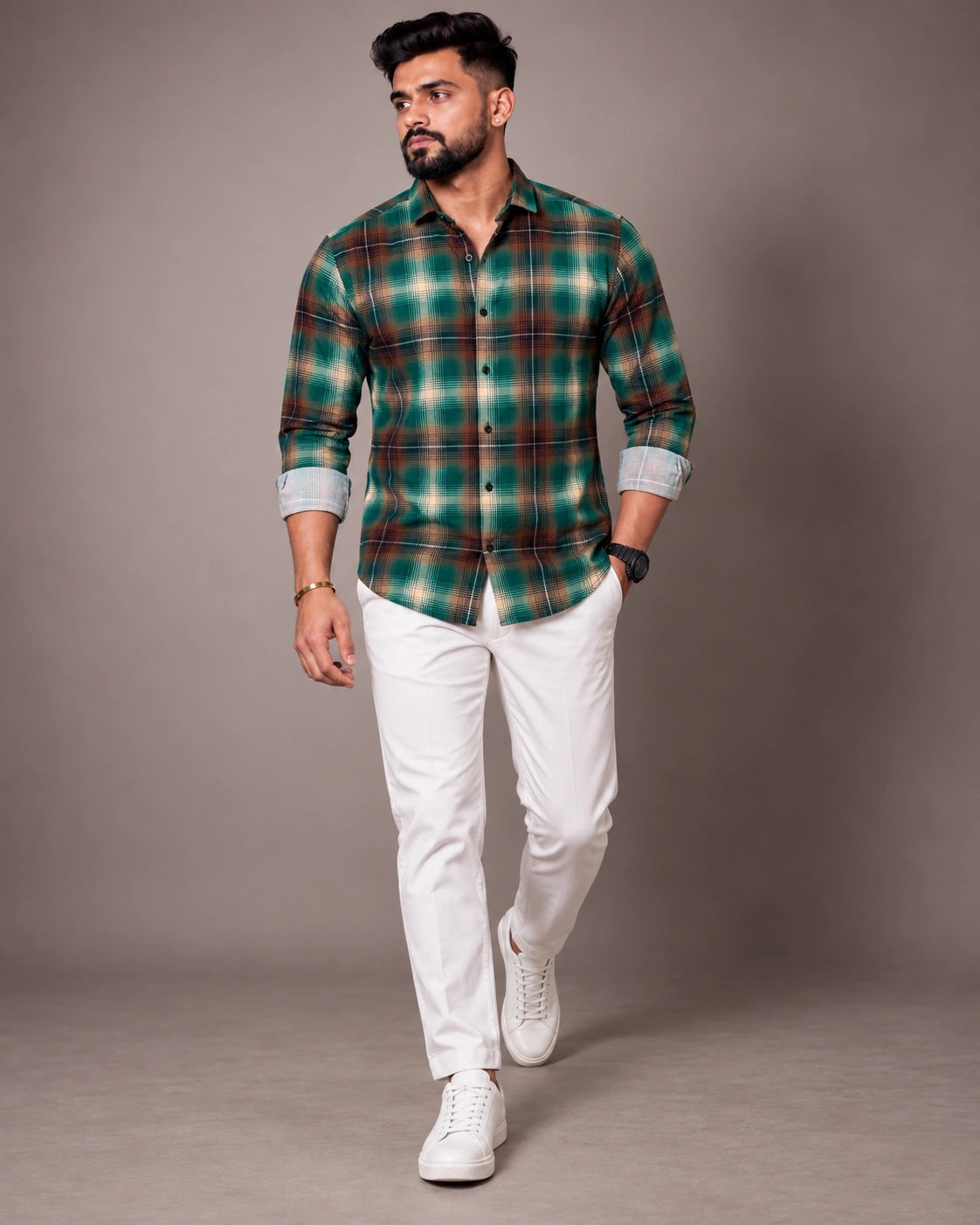 Green Check Shirt - Side View