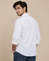 White Plain Formal Shirt - Seated View