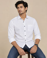 White Plain Formal Shirt - Back View
