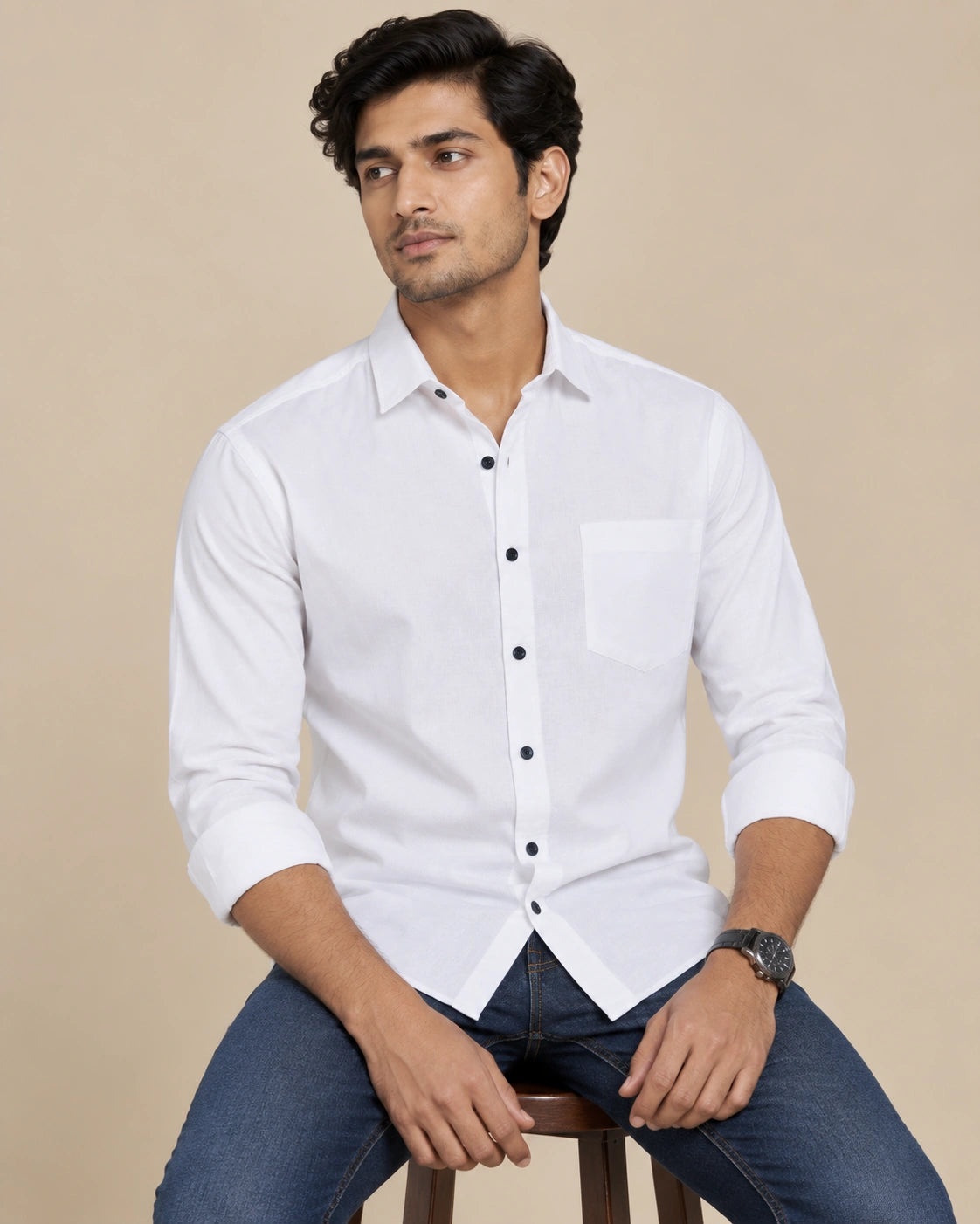 White Plain Formal Shirt - Back View