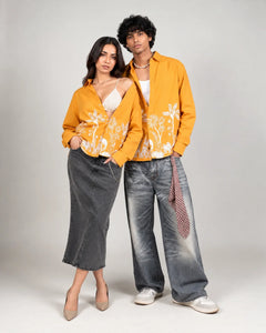 Mustard Yellow Jungle Print Ethnic Shirt